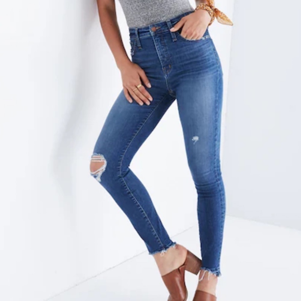 Madewell blue Womens curvy high rise skinny drop step hem edition jeans 28